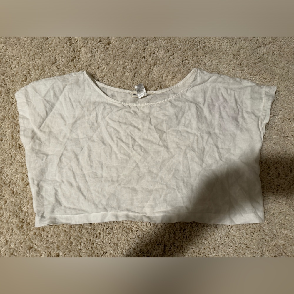 Mara Hoffman White Linen Boxy Crop Top